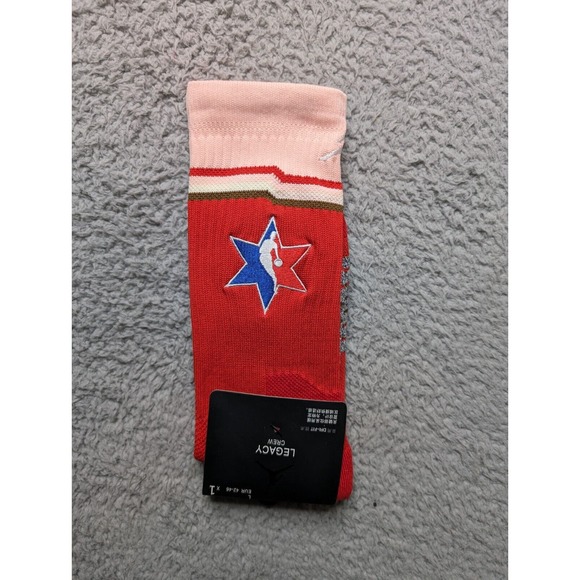 Air Jordan Nike Quick Elite Dri-Fit Crew Socks Mens Large 9-11 Red NBA Logo - Picture 1 of 5